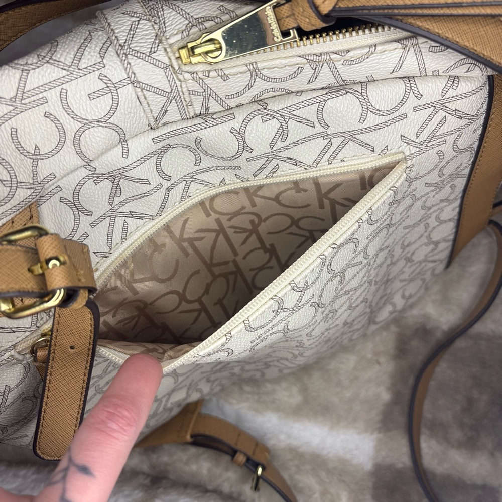 Calvin Klein Beige Monogram Backpack - Picture 6 of 7